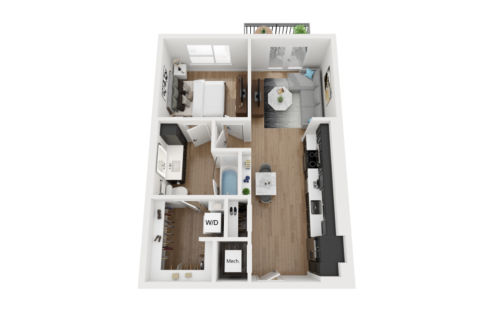 A1.2 - 1 bedroom floorplan layout with 1 bath and 660 square feet.
