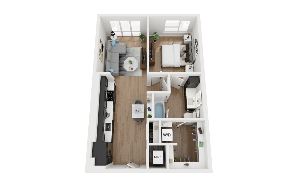 A1.3 - 1 bedroom floorplan layout with 1 bathroom and 715 square feet