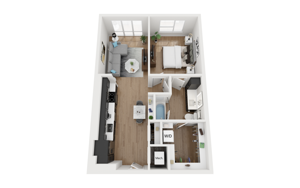 A1.4 - 1 bedroom floorplan layout with 1 bathroom and 726 square feet