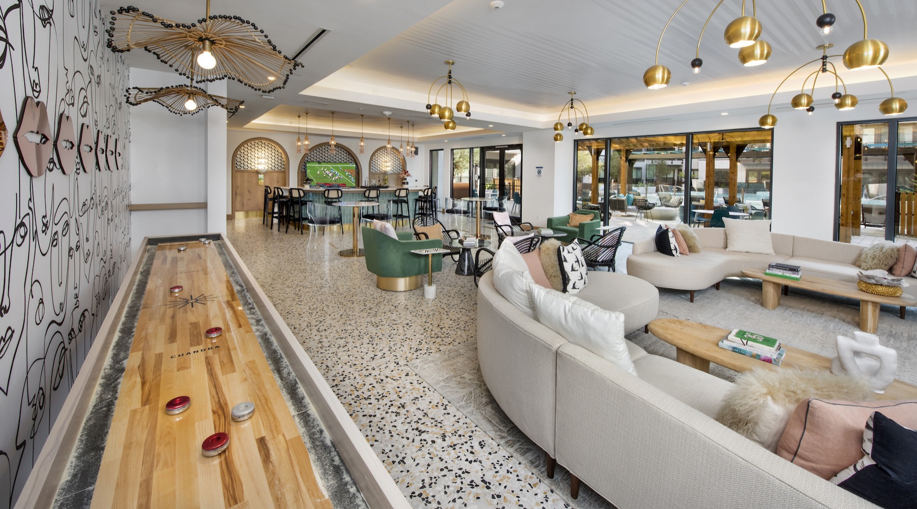 Spacious lounge area with games and plenty of seating 